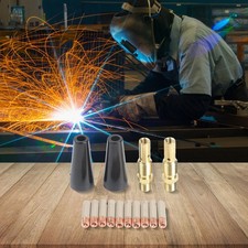 14 Pcs Flux Core Gasless Nozzle Welding Kit With Non-Stick Coating, 0.9mm Tips