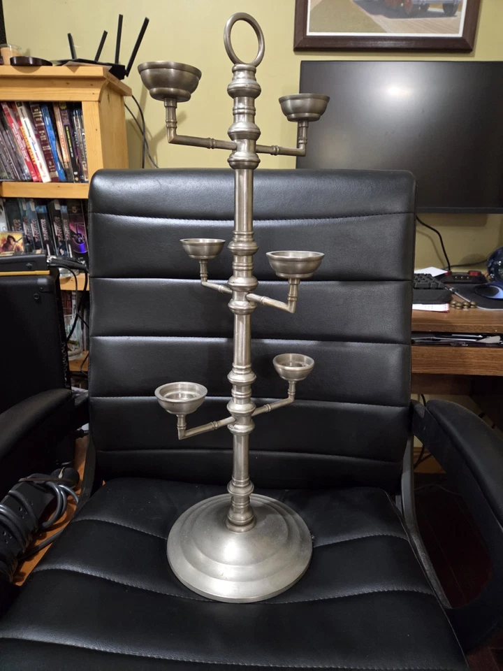 "Candelabro vintage PotterybarnPewter 6 brazos 25,5"" de alto pesado 7,5 lb" Foto 4 de 4