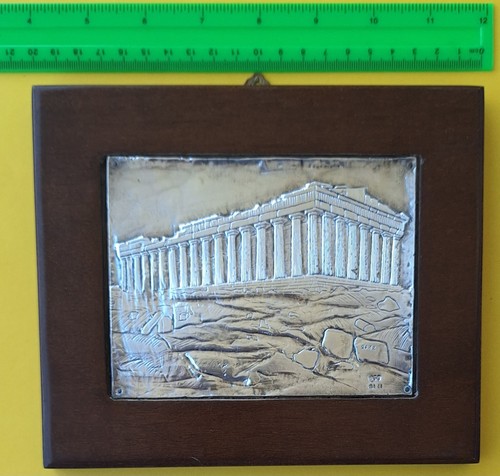 Greek Silver 950° Parthenon Athenian Acropolis Frame Wall Hanging 1972 Vintage - Picture 10 of 11