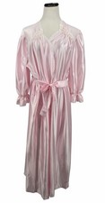 Vintage Lorraine Pink Poly Robe USA Size 26-28 Lace Insets