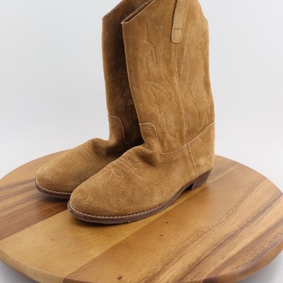 Mango Kid's Cowboy Leather Brown Boots Size US 2/ EU 33
