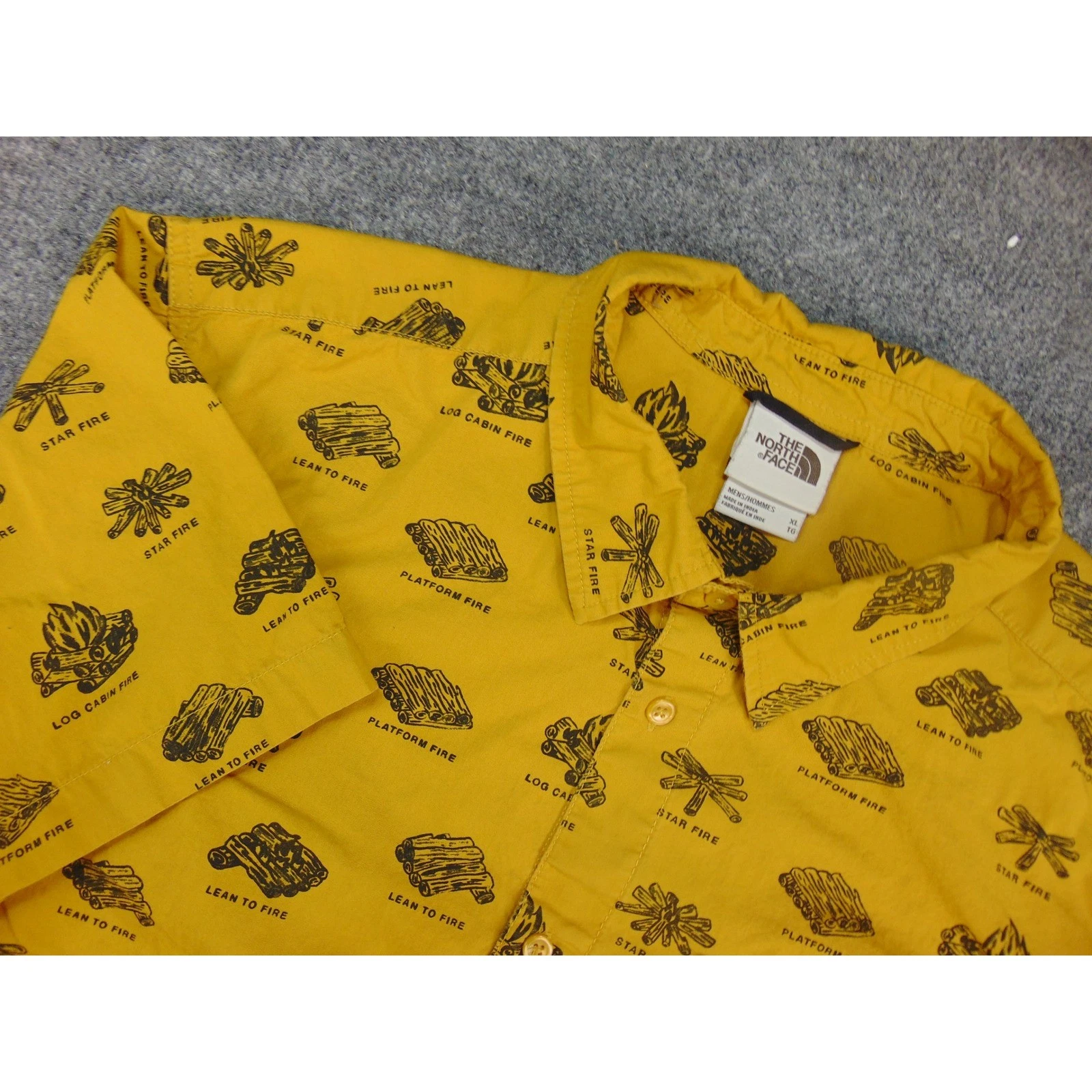 The North Face Shirt Mens XL Campfire Yellow Short Sleeve Gorpcore Outdoor FLAW