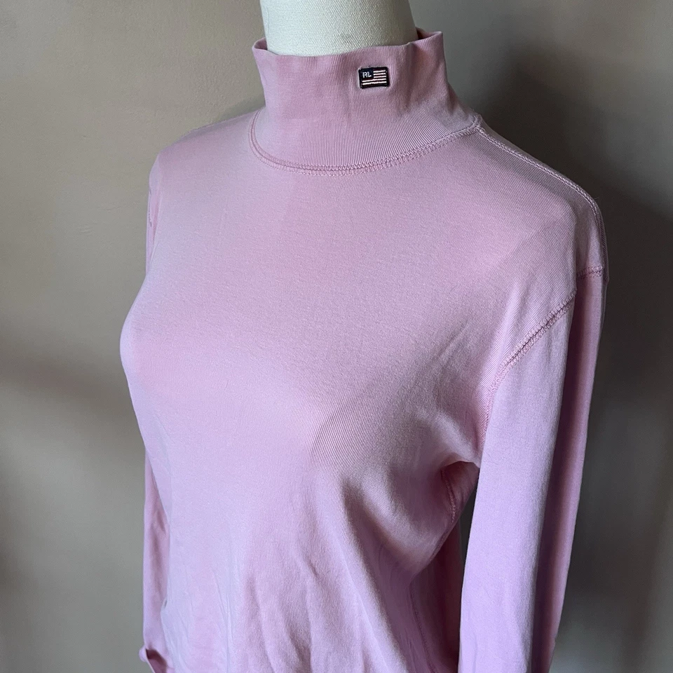 De Colección Polo Ralph Lauren Mujer Bebé Rosa Cuello Simulado Manga Larga Talla M 100% Algodón Foto 3 de 4