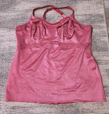 Ruby Ribbon Camisole Shaper Pink Top Satin lace Full support (50) style 3024
