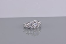 Sterling Silver Cubic Zirconia Solitaire Accented Looped Band Ring 925 Sz: 7