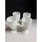 Vintage Fenton White Milk Glass Hobnail and Bar Footed Goblets Set of 4