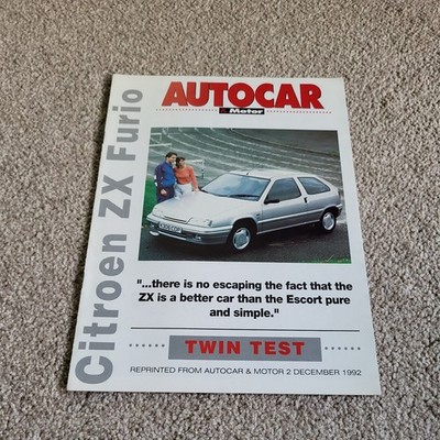 Citroen ZX Furio Prospekt / Prospekt um 1992 Test mit Escort XR3i