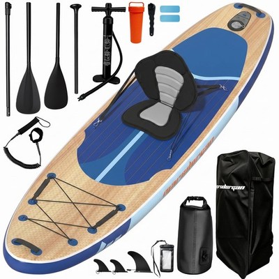 Marsdorgan 11' Inflatable Paddle Board Light Oak w/Seat | Extra Wide SUP NonS...