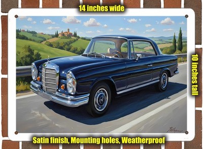Metal Sign - 1966 Mercedes Benz 250SE Coupe Oil Painting - 14x10
