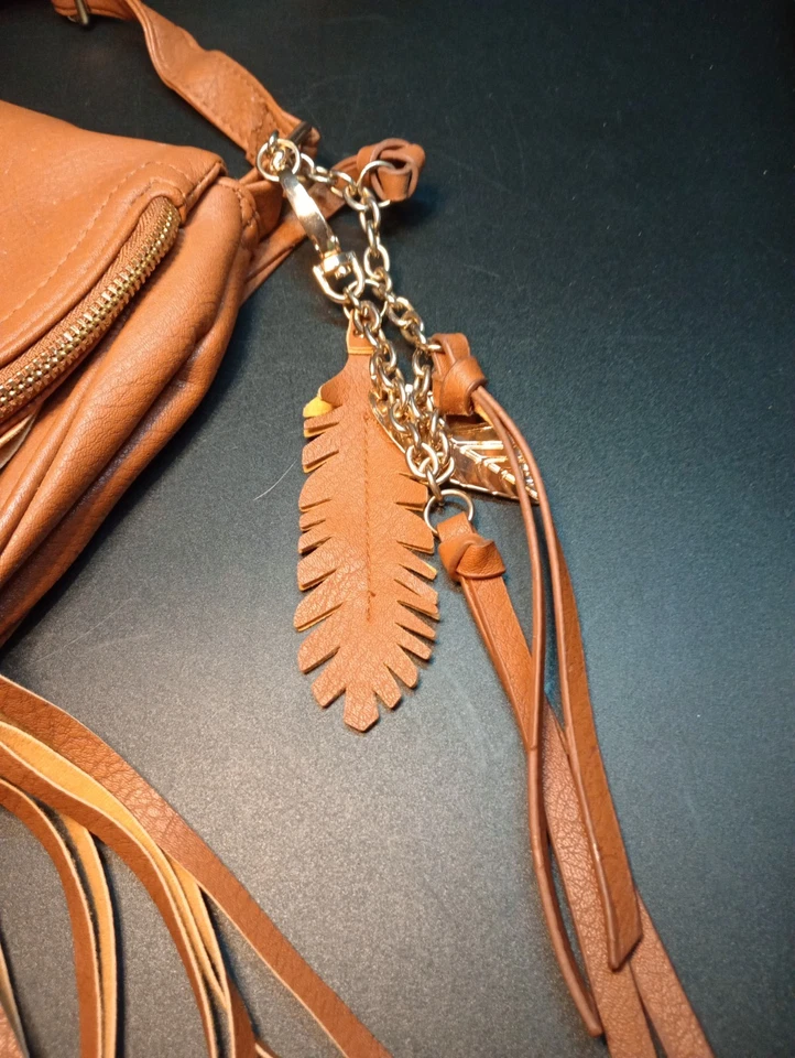 Brown Faux Leather Fringe Purse Crossbody Cato Brand Boho Festival Western - Image 4 of 4