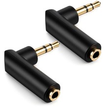 2 Pcs 3.5mm Right Angle Male to Female Audio Adapter 90 Degree Plug Adapter