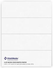 PrintWorks 4-Part Perforated Paper 8.5x11 for W-2 1099 Statements 500 Sheets USA
