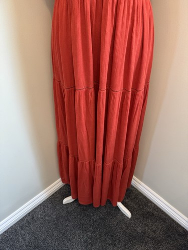 SEE U SOON DAMAS MAXI VESTIDO BORDADO NARANJA QUEMADO UK TALLA 12 (2) NUEVO CON ETIQUETAS - Imagen 4 de 10