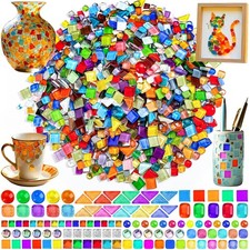 2400 Pcs Colorful Irregular Crystal Mosaic Tiles, 4.4lb Tiny Mosaic Tile DIY ...