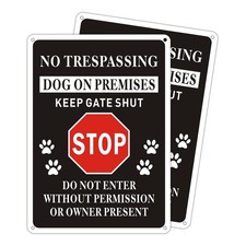 2 Pack Dog on Premises No Trespassing Keep Gate Shut Sign, Do Not Enter Sign ...