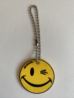 Vintage JOE BOXER Key Chain; Soft Plastic; Smiley Face