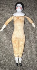 Antique 7.75" Hertwig Lowbrow China Head Doll Undressed Dollhouse Germany c1900
