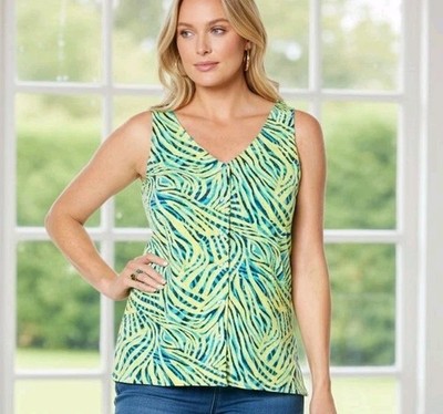 IMAN Global Chic Bright Tropical Animal Print Flowy Shirt Size XL Summer Travel