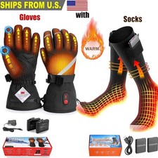 Electric Heated Socks Rechargeable Battery Winter Men Women Socks Heated Gloves