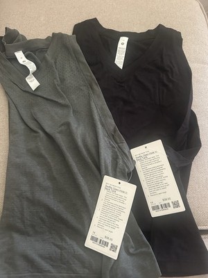 lululemon  2-pack Swiftly Open-Hole V-Neck Tank W size14 Black &Gray