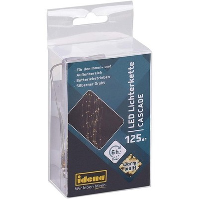 Idena 125er LED Lichterkette Cascade warmweiß innen und außen batterieben Timer