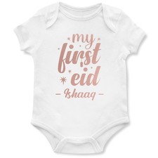 Custom First Eid Babygrow Rose Gold My First Eid Babies Boy Girl Islamic Gift