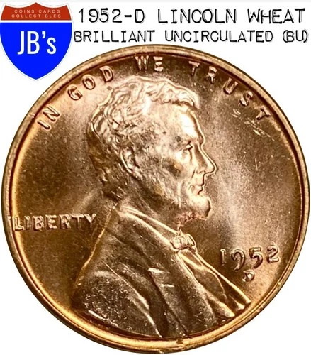 1952-D Lincoln Wheat Cent Penny 1c - BRILLIANT UNCIRCULATED (BU)