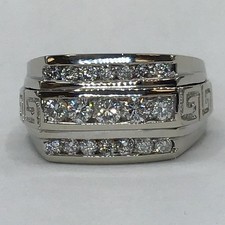 Men's 14k White Gold 1.25cttw Natural Diamond Ring- Free Shipping