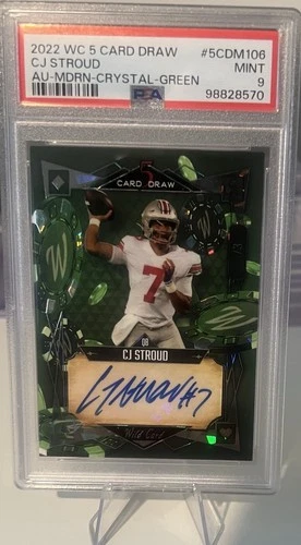 Cj Stroud 2022 Wild Card 5 Card Draw Rookie Auto Crystal Green #3/3 PSA 9