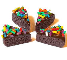 100 Dollhouse Miniature Sprinkle Chocolate Cake Slices Doll Mini Food Wholesale