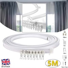 5M Bendable Flexible Curtain Track Rod Rail Ceiling Window Caravan Straight Bay