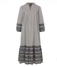 Anna Sui Uniqlo Boho Peasant Cotton Floral Paisley 3/4 Sleeves Tunic Dress Sz L