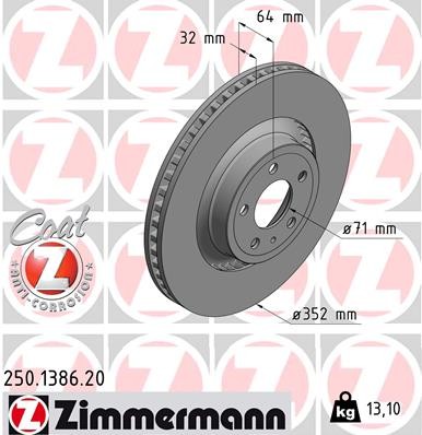 Zimmermann 250.1386.20 Brake Disc for Ford USA