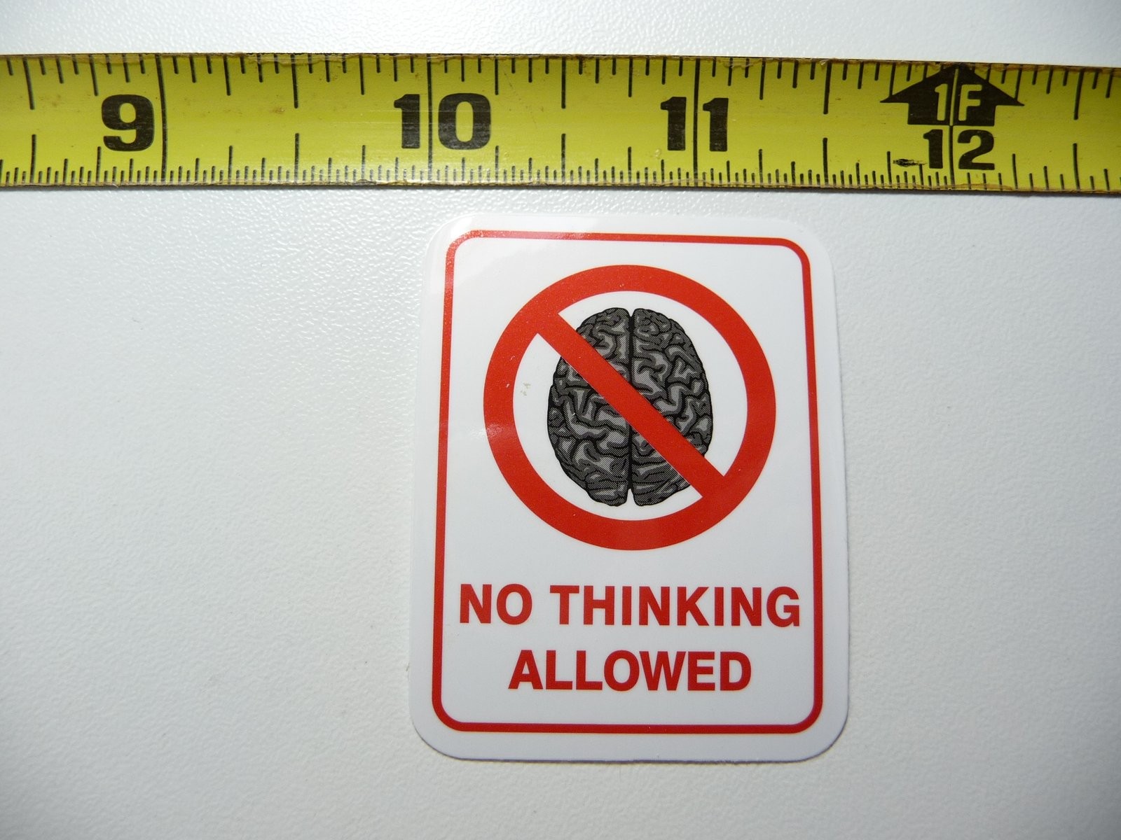 No Thinking Required Brain Decal Sticker for Hard Hats Work Job Pride