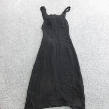 Reformation Dress Womens 4 Black Viscose Rayon Slip Square Neck Bow Knee Length