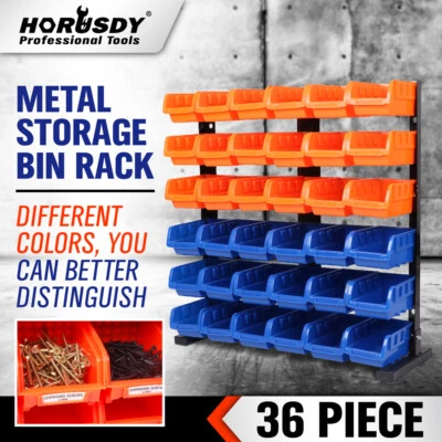 HORUSDY 6 Shelf 36 Bin Storage Rack Shelving Commercial Storing Wire Shelves Organizer