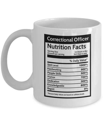 Correctional Officer Nutrition Facts Coffee Mug Gift for Prison Warden Coworker - Picture 3 of 7