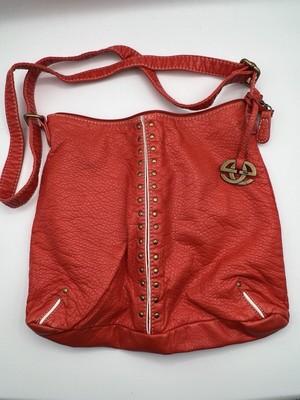 Red Marc Ecko Handbag Orange Faux Leather Crossbody Bag 14 x 12 x 2 FOB Vtg