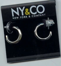 1 PAIR "NY & CO" SILVER FACETED LOOP EARRINGS  T191