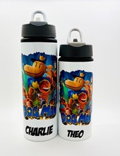 Dog Man Personalised Kids Water Sports Bottle School Flip Top Straw 750 600 ml
