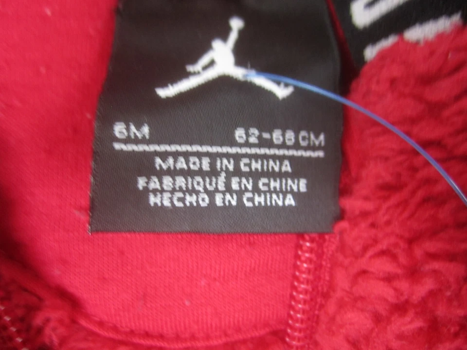 Air Jordan One Piece Baby 6Mos Red Hoodie Fleece Zip Up Logo Long Sleeve - Image 4 of 4