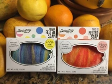 The Everlasting Soap Felted Exfoliating Soap Set of 2 Peach Fuzz & Coconut Scent
