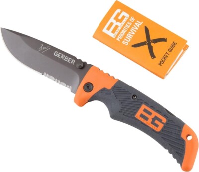 Gerber Bear Grylls Scout Knife, Serrated Edge, Drop Point - Authentic