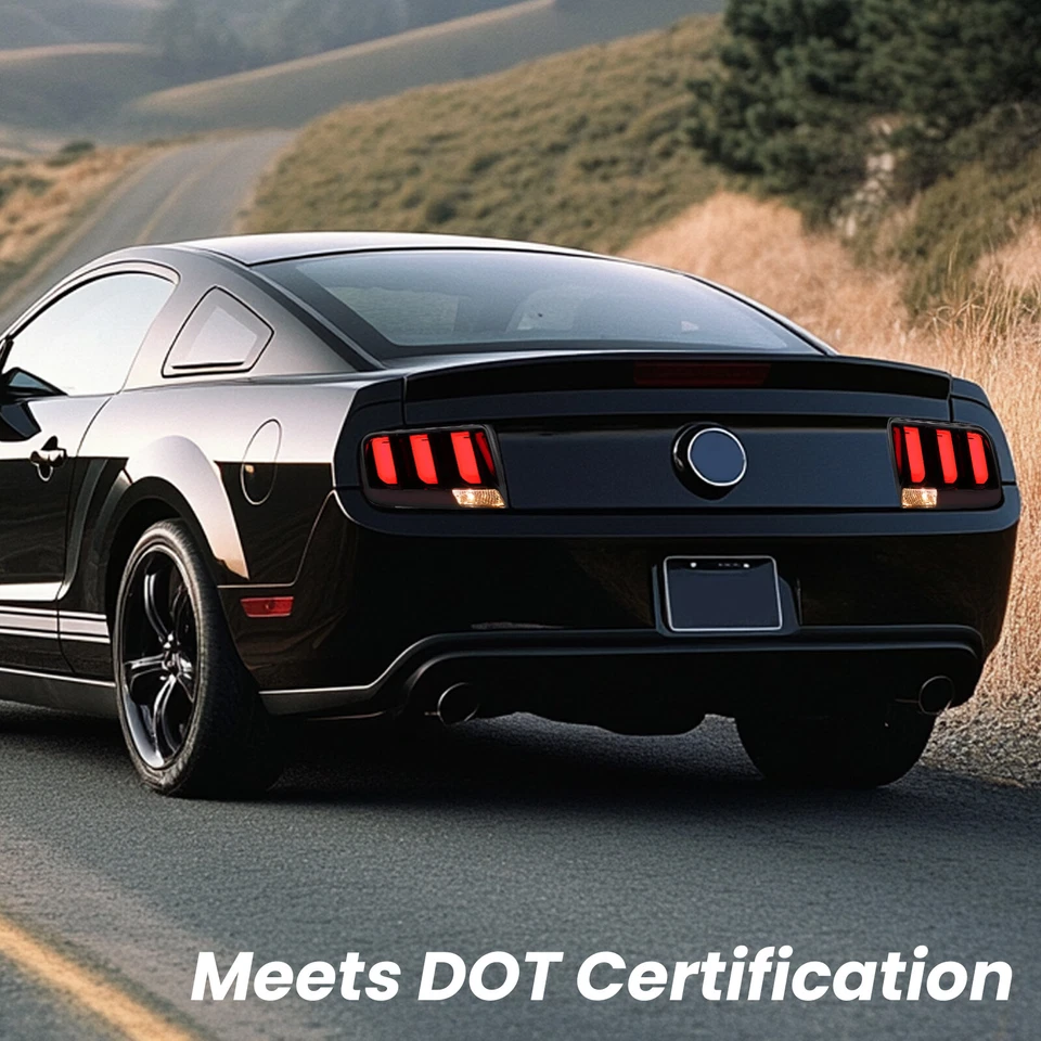 Pair LED Tube Signal Brake Lamps Smoked Tail Lights For 2005-2009 Ford Mustang - Imagem 3 de 4