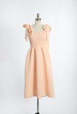 NEW! ASOS DESIGN shirred bunny tie pink midi dress US size 4