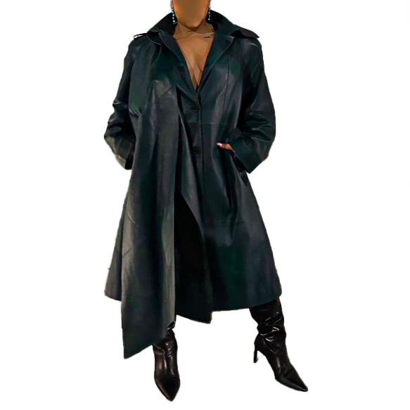 mugler x h&m leather trench coat with scarf 1151379 XL GREEN mugler x h&m leather trench coat with scarf 1151379 XL GREEN
