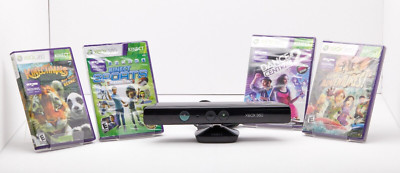 Microsoft Xbox 360 Kinect Motion Sensor Bar Black & 4 Games Bundle 3 ARE NEW!!