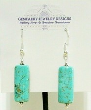 Sterling Silver Natural TURQUOISE Gemstone Dangle Earrings 3242...Handmade USA