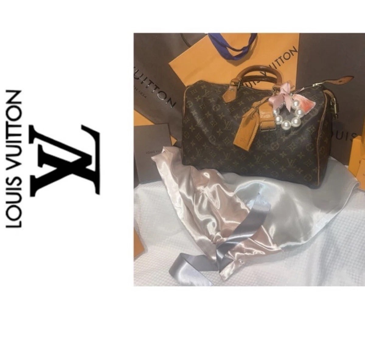 Louis vuitton scarf on bag sale