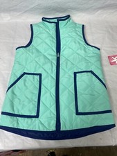 J KHAKI Girls Sz Large L Aqua Green Full Zip Vest Jacket EUC